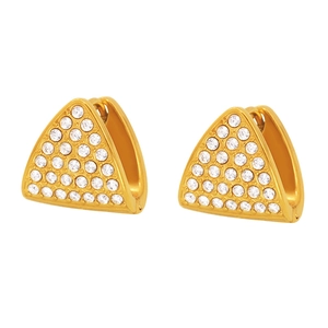 Golden triangle geometric earrings with shimmering pavé cubic zirconia inlay for women