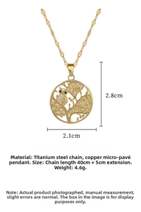 Detailed view of owl and leaf pendant with micro-pave zircons and fine gold chain