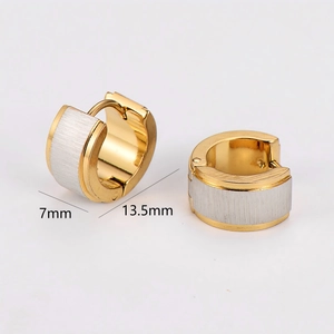 Fashion minimalist matte wide surface stainless steel hoop earrings in gold and silver