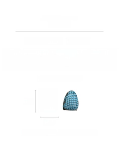 Detail showing blue teardrop zircon earrings with dimensions 2.5cm by 2.3cm