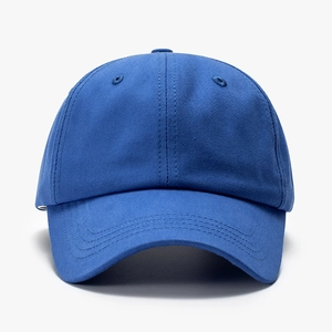 Classic dark blue cotton baseball cap with six-panel structure and breathable eyelets