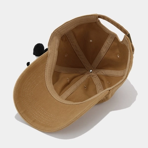 Casquette de baseball en toile kaki avec oreilles de panda et boucle métallique réglable
