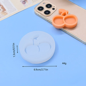 Translucent silicone cherry sand mold for DIY keychains and resin crafts 6.9cm