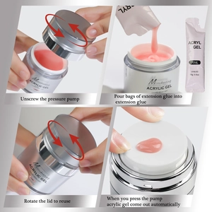 Pink acrylic nail extension gel kit with 30ml pump bottle and 15g refill pack