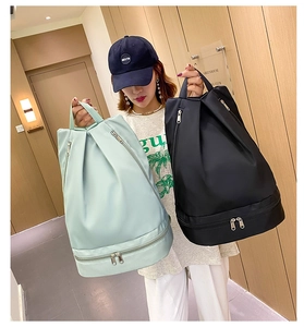 Dual-color Oxford fabric backpacks featuring separate shoe compartments and wet-dry storage