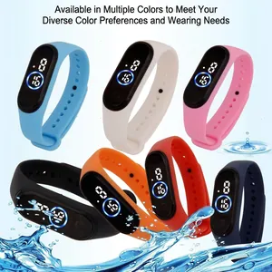 Waterproof LED digital sports watch with colorful silicone straps for casual daily wear