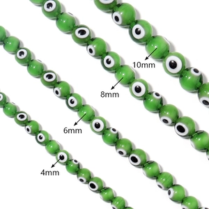 Green Evil Eye millefiori beads for DIY jewelry making in 4mm to 10mm sizes