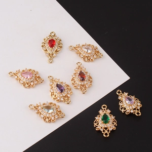Connecteurs de pendentifs gouttes vintage dorés avec zircone pour bijoux DIY