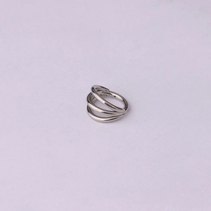 Detail of 16G 316 stainless steel triple-layer hinged ring with a polished silver finish