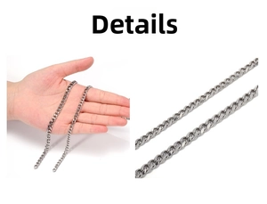 Macro shot of silver stainless steel Cuban link chain showing detailed interlocking rings