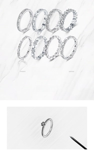 Detailed S925 sterling silver rings set with star and heart patterns and design sketch