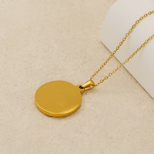 Minimalist 18k gold plated stainless steel zodiac medallion necklace for women