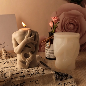 Moule en silicone pour bougies torse LOVE et ensemble de bougies d'art brun