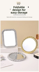 Detail view of gold and silver vintage makeup mirrors with intricate twisted rope frames