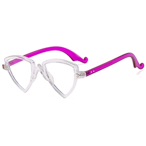 Monture de lunettes géométriques violettes avec verres anti-lumière bleue style triangle