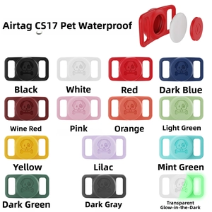 Waterproof silicone AirTag cases for pet collars in fifteen diverse color options
