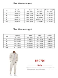 Tableau des tailles détaillé pour ensemble veste et pantalon homme en CM et POUCES
