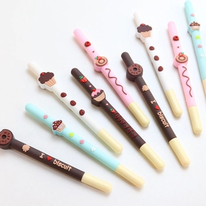 Gel Pen Cute Dessert Silicone Cupcake Donut Design Black Ink School Office Stationery Novelty Chocolate Stick Shape