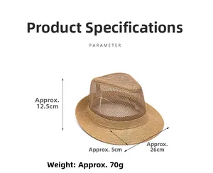 Paramètres de taille détaillés du chapeau d'été marron respirant pour hommes