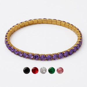 Luxury Titanium Steel Colorful Zirconia Tennis Bracelet 18K Gold Plated Elastic Chain Hand Jewelry For Women Fashion Gift