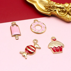 DIY enamel charms set featuring ice cream donut candy and cupcake for jewelry making