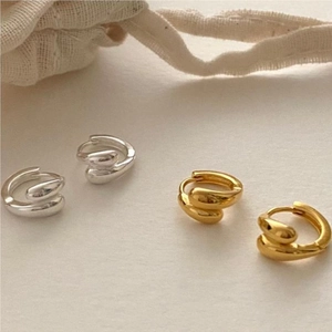 Minimalist multi-layer 925 sterling silver hoop earrings in gold and silver finishes
