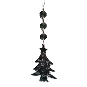 Dark metal Christmas tree ornament with five-pointed stars and octagonal beads for holiday decor