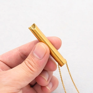 Collier de respiration de pleine conscience avec pendentif cylindrique doré pour méditation