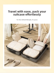 Travel organizer set packing cubes inside luggage for neat storage and organization