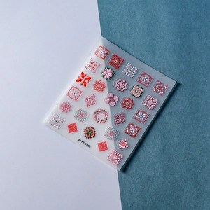 5D geprägte Nagelsticker mit böhmischen Blumenmustern und Spitzenstrukturen