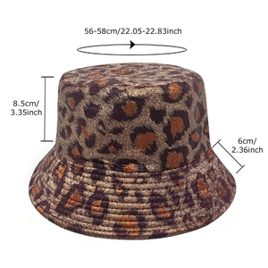 Leopard print bucket hat with 56-58cm head circumference size specifications