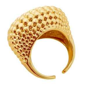 Vintage golden open ring with textured spherical beads design in luxury minimalist style