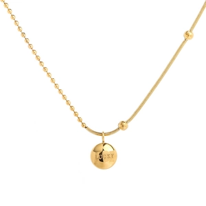Gold-plated stainless steel necklace with Lucky sphere pendant and mixed chain design