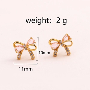Details zu rosa Zirkon-Schleifenohrringen mit Maßen von 11x10mm und 2g Gewicht