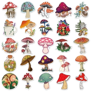 Pack of 50 waterproof cartoon mushroom graffiti stickers for laptops and skateboards