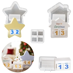 Moule En Silicone DIY Compte À Rebours De Noël Maison Étoile Dés Multi Grilles Pour Ornement En Plâtre Résine Décoration
