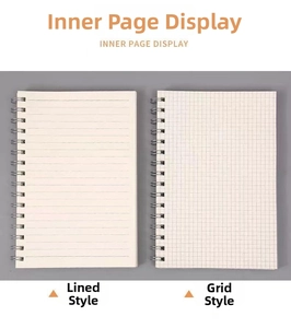 Detail of A5 spiral notebook featuring ruled and grid inner pages for writing and sketches