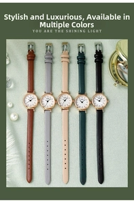 Minimalist quartz wristwatches with slim leather straps in five elegant colors for women
