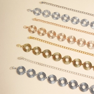 Metal Waist Chain Sunburst Pattern Hollow Circular Link Adjustable Punk Retro Body Jewelry Accessory For Women