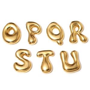 Polished 18K gold 26 English letters 3D pendants made of stainless steel for DIY jewelry