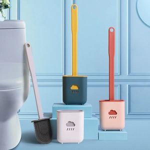 Silicone TPR Toilet Brush With Cloud Shape Drainage Holder Wall Mounted Deep Cleaning Bathroom Accessory
