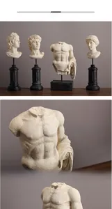 Detail of Nordic creative resin sculpture on a black pedestal base for home decor