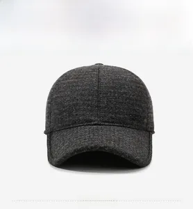 Front view of wool blend baseball cap showing thick texture and Fashion leather patch