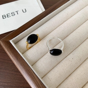 925 Sterling Silver Black Onyx Ring set in gold and silver finish with adjustable bands