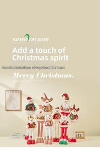 Macro detail of sequined Christmas dolls featuring Santa, Snowman and Reindeer figurines