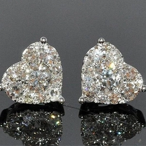 Macro shot of sparkling heart-shaped cubic zirconia stud earrings in silver finish