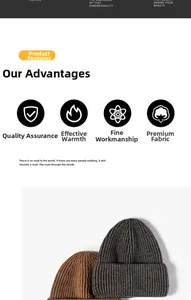 Detail showing ribbed knit texture and cuff design on brown and charcoal winter beanies