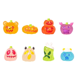 Set of 8 creative Halloween pumpkin resin figurines for miniature garden landscape decor