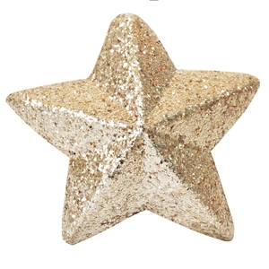 Sparkling gold sequined five-pointed star Christmas tree topper for festive holiday decor