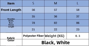 Detailed size chart for women's POLO shirt showing S, M, L dimensions and polyester fabric